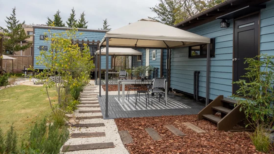 ガゼボBBQコーナー付きキャビン